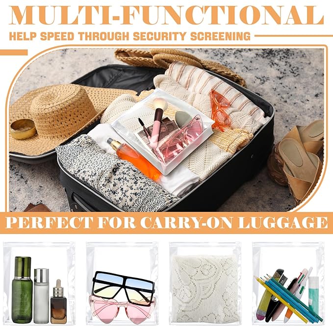 Xuniea 50 Pcs Mini Clear Makeup Bag Small Clear Zipper Pouch Travel Plastic Cosmetic Organizer Waterproof for Toiletries Swimsuit Bikini Bathing Suit(7.1'',Transparent)