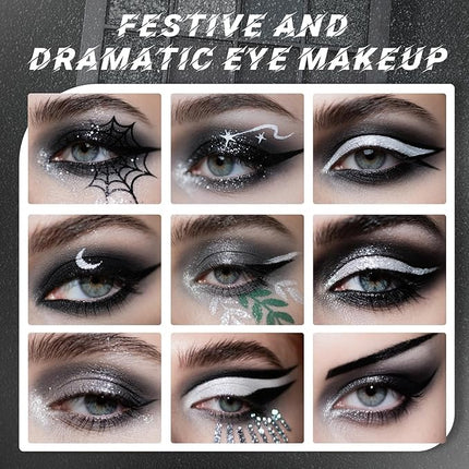 K'APEINE 16 Color Smokey Eyeshadow Palette, Black Eyeshadow Palette Goth Eye Shadow Matte Velvet & Metallic Shimmer Cool Smoky Dark Shades for Goth Makeup No Fading, Long Lasting Waterproof