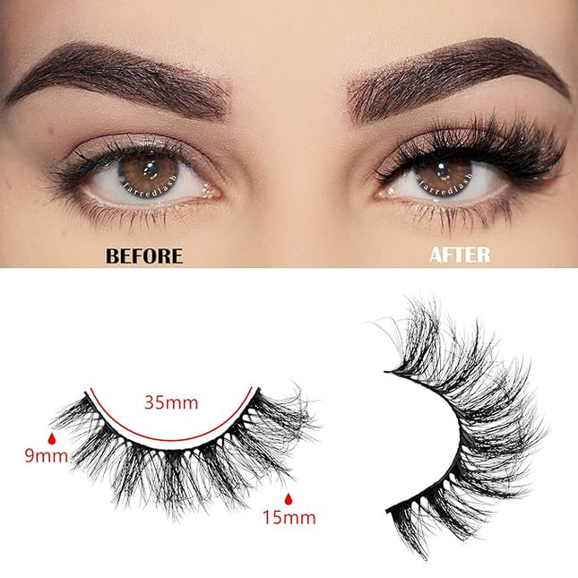 FARRED Cat Eye Lashes Short Natural Eyelashes 15mm Fluffy Wispy Strip Eyelash 14 Pairs Cute Natural Fake Lashes Packs Small Full pestañas Set (F10 | 9-15mm)