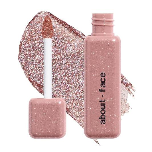 about-face Fractal Glitter Eye Paint Smolder – Smudge-Proof, Long-Lasting Liquid Eyeshadow – Intense Sparkle with Mousse Texture – Vegan, Cruelty-Free – 0.13oz (Shimmering Mauve)