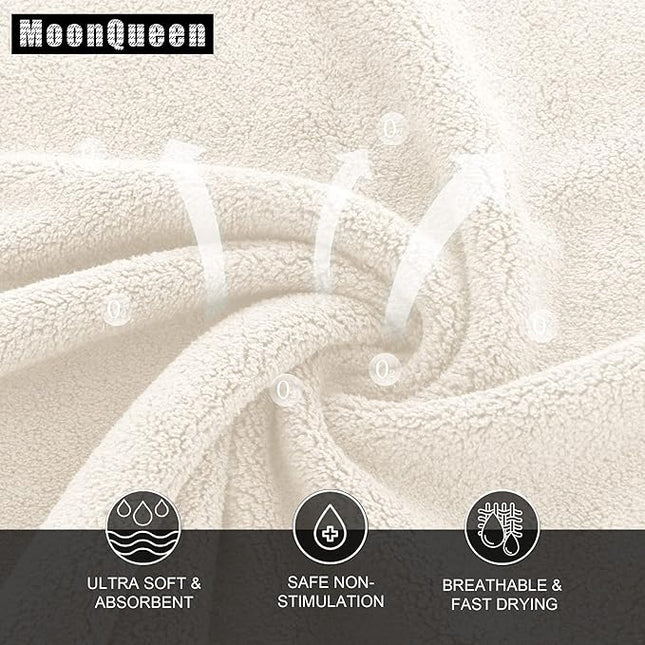 MOONQUEEN Ultra Soft Premium Washcloths Set - 12 x 12 inches - 72 Pack - Quick Drying - Highly Absorbent Coral Velvet Bathroom Wash Clothes (Cream)