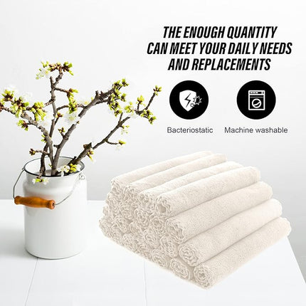 MOONQUEEN Ultra Soft Premium Washcloths Set - 12 x 12 inches - 24 Pack - Quick Drying - Highly Absorbent Coral Velvet Bathroom Wash Clothes - Use as Bath, Spa, Facial, Fingertip Towel (Cream)