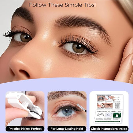 BEYELIAN Magnetic Eyelashes with Applicator Kit, Upgrade Soft Magnetic Lashes Reusable False Eyelashes Natural Look, No Glue Needed Eyelashes for Daily Work (Lightweight & Comfortable)