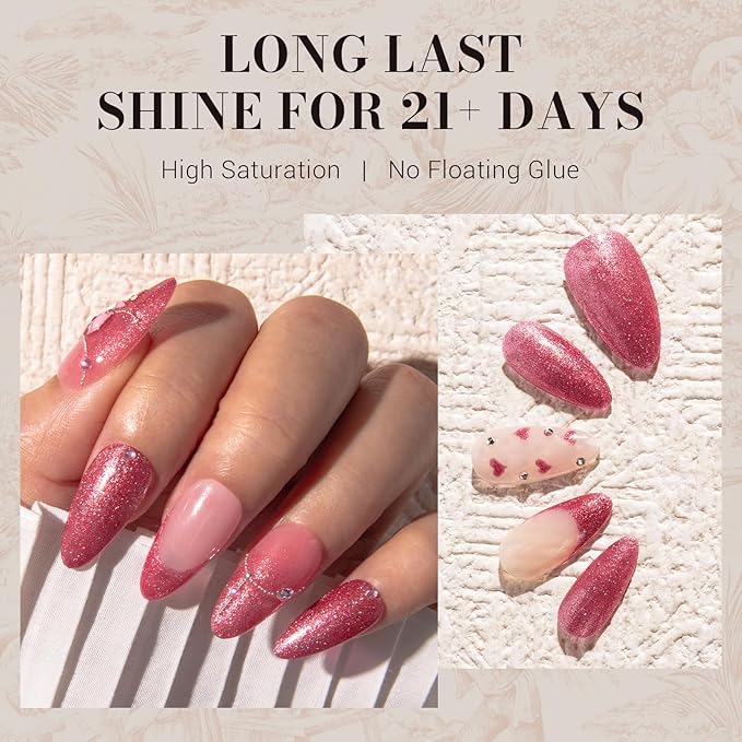 MelodySusie Pink Glitter Gel Nail Polish,0.5fl oz Nails Soak Off UV LED Strawberry Sparkle Pink Gel Polish Gift for Women Nail Art Manicure Salon DIY Nail Design Decoration at Home-z201-A2619