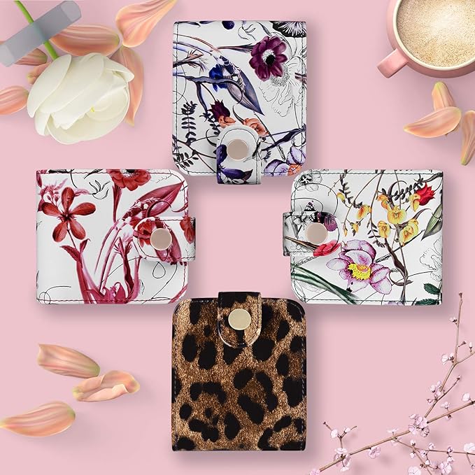 Cockatoo Leather Lipstick Case with Mirror Makeup Holder Portable Small Cosmetic Bag for Women More Colors