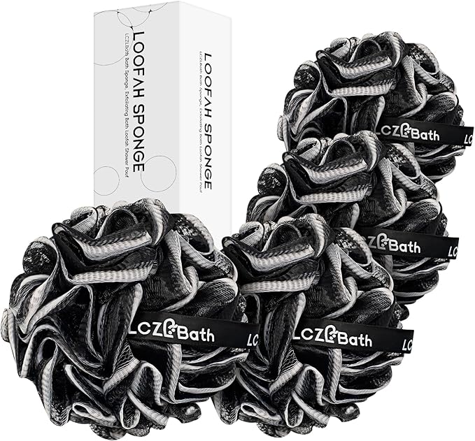 75g XL Loofah Pack Black Shower Loofah Sponge Bath Luffa Set for Body Scrubbing