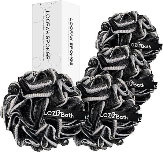 75g XL Loofah Pack Black Shower Loofah Sponge Bath Luffa Set for Body Scrubbing