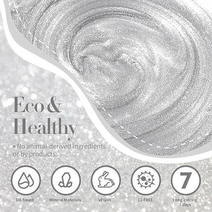 Born Pretty Cat Magnetic Eye Nail Polish, Silver Platinum Moonlight Quick Dry Sparkle Shimmer Glitter Nail Polish with Magnet 10ML