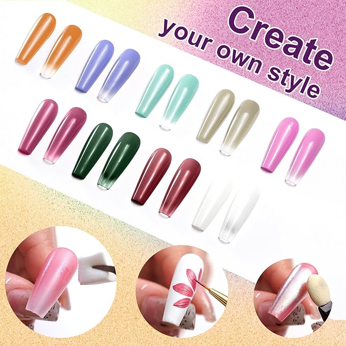 Gradient Painting Gel, 9 Colors Ombre Gel Nail Polish Set Sponging for Pigment Pat Aura Nails French Manicure Long-lasting Home Salon DIY Nail Art Home Salon Foreign Landscapes