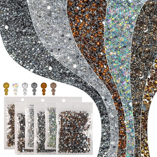 6 Bags Colorful Neutral Color Series Resin Rhinestones for Bedazzling Crafting 3mm 4mm 5mm Mix Crystals Stones Gems Diamonds for Nails Face Eyes Makeup DIY Crafts Tumblers Bottles Clothes Shoes