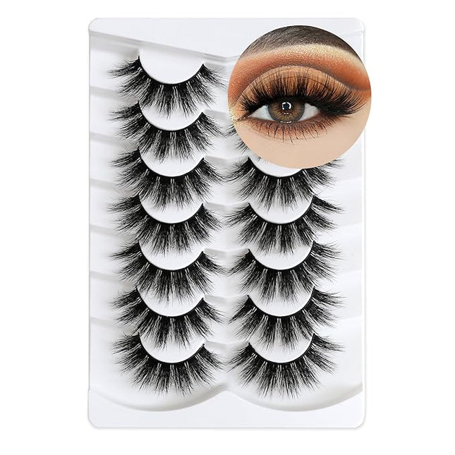 False Eyelashes 5D Fluffy Thick Dramatic Soft Faux Mink Lashes Volume Long Natural Wispy Reusable Makeup Fake Eye Lashes Pack 7 Pairs Happy Heartbeat(No.363)