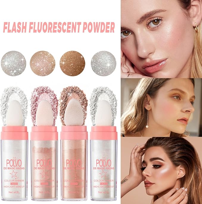 2PCS Hair and Body Glitter Powder, Highlighter Glitter Makeup for Clothes, Festival Rave Prom Loose Sparkle Powder,Holographic Ultra Fine Resin Glitters for Crafts (Pearl White+Pearl White)