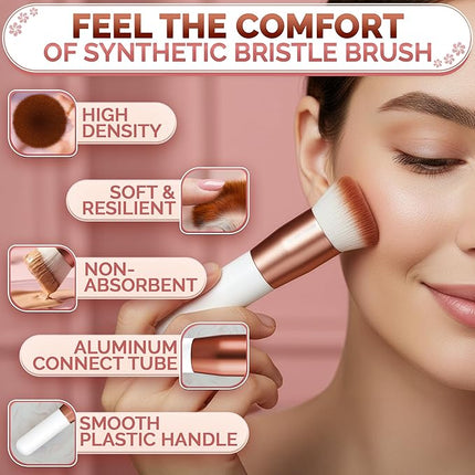 Liquid Foundation Brush for Makeup - Soft Flat Top Kabuki Foundation Brush with Dense Synthetic Bristles for Even Application of Liquid, Powder & Cream Cosmetics - Sturdy Wood & Aluminum Makeup Tools