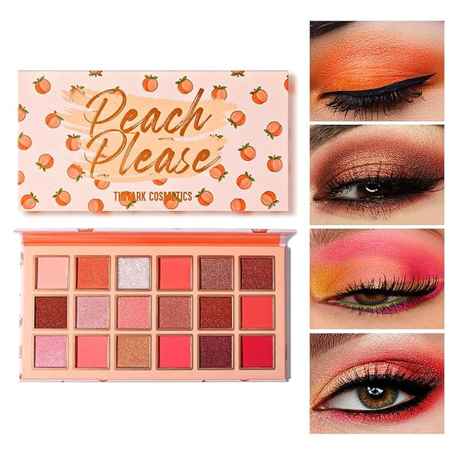 Tintark Peach Please 18 Colour Eyeshadow Palette for Beauty - Eyeshadow Cosmetics with Matte Metallic Sparkle Shimmer Pink & Highlighter Eye Makeup for Girls & Powder Eye Shadow Pallet