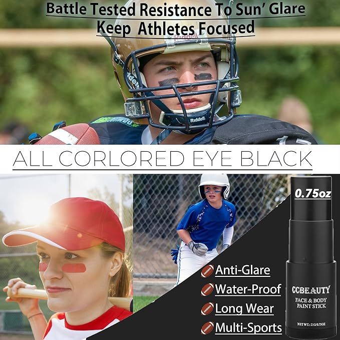 CCbeauty Black Face Paint Stick, Face Painting Kit, Full Coverage SFX Makeup Foundation, Professional Non-Toxic Body Paint for Halloween Costume Cosplay Party, Skeleton, Clown, Catrina Makeup