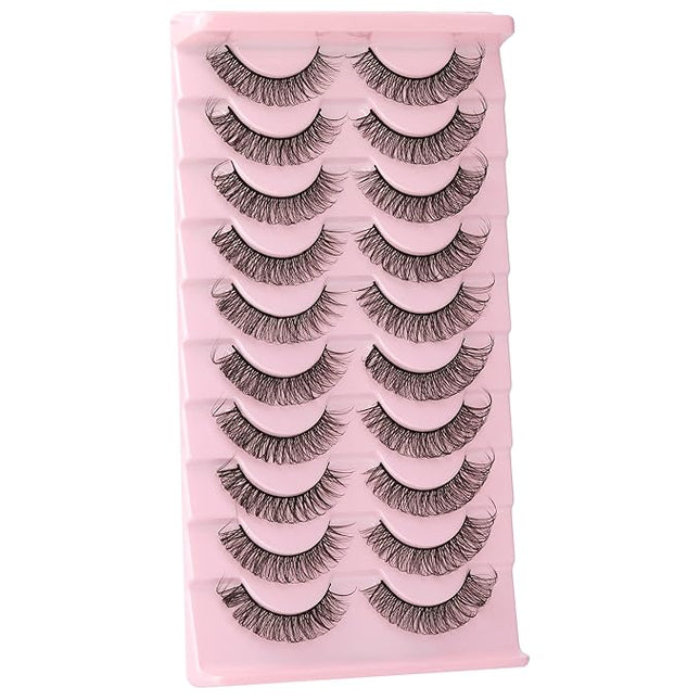 wiwoseo False Eyelashes Russian Strip Lashes Wispy Lashes Natural Look 16MM Lightweight 3D Effect Russian Volume Fake Eyelashes 10 Pairs Pack