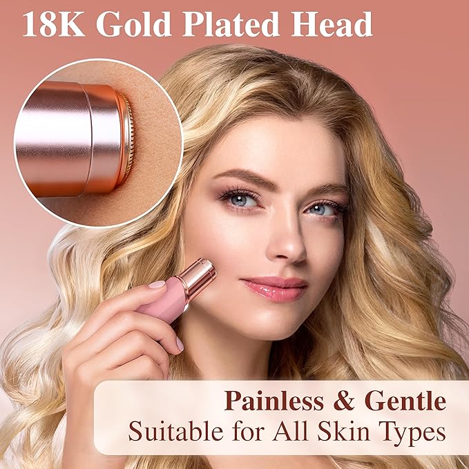 Facial Hair Removal for Women | Upper Lip Mustache Remover Device Face Shaver Woman Chin Peach Fuzz Electric Trimmer Dermaplane Female Razor Ladies Tweezers Lady Epilator Girls by VISOFO (Pink)