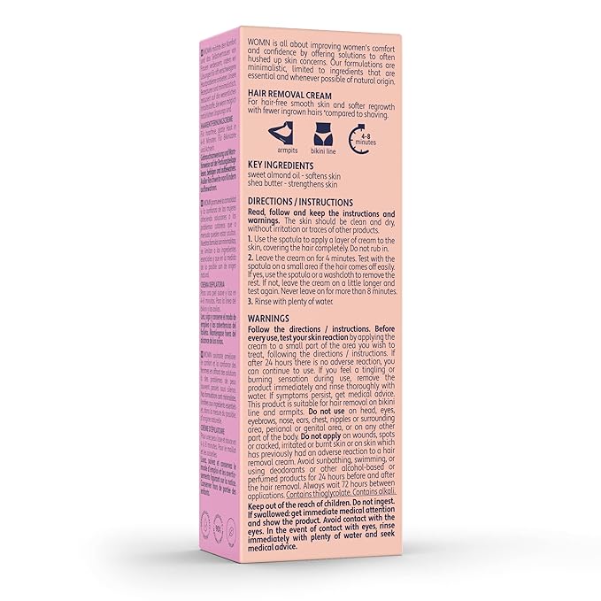 womn Intimate Comfort HAIR REMOVAL CREAM for bikini area & underarms. Smooth skin, no razor bumps or cuts. 3.3 Fl. Oz.