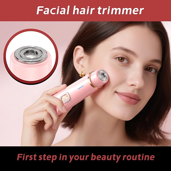 2-in-1 Women’s Electric Razor & Bikini Trimmer - Painless Pubic Hair Shaver, IPX7 Waterproof Wet/Dry Use for Bikini Area, Legs, Face, Underarms (Pink)