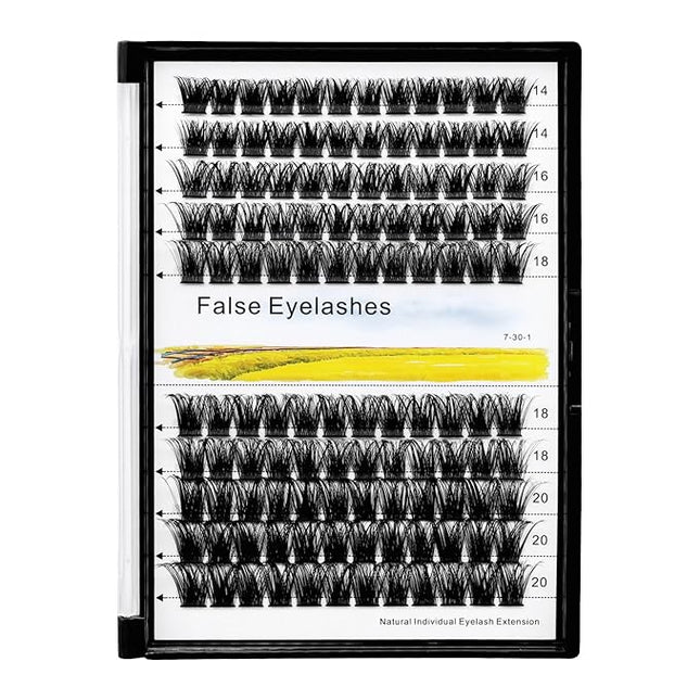 Bodermincer 120 Clusters D Curl Black 14-16-18-20mm Mixed Wide Cluster False Eyelash Individual Cluster EyeLashes Grafting Fake False Eyelashes Eyelash Extension (Black 14-16-18-20mm Mixed)