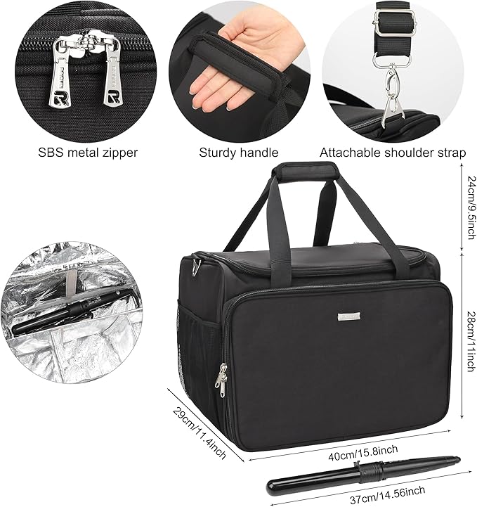 Professional Hairdressing Bag,Hairstylist Travel Bag,Cosmetics Beauty Hairdresser Bag with Shoulder Strap,Hair Makeup Salon Organizer Bag for Barber Insulation Material