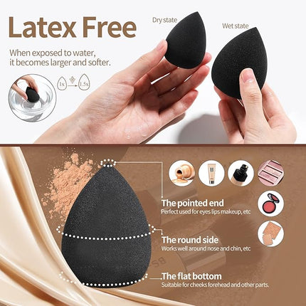 BS-MALL Makeup Brush Set 11Pcs Bamboo Synthetic Kabuki Brush Set Foundation Powder Blending Concealer Eye shadows Blush Cosmetics Brushes with Travel Organizer Bag & Makeup Sponge (Bamboo 11)