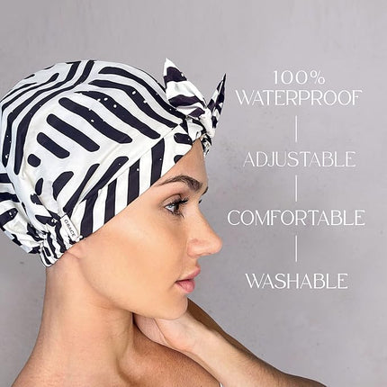 GRACE & COMPANY Luxury Shower Cap For Women - 100% Waterproof, Reusable, Washable & Breathable Shower Caps - Waymaker