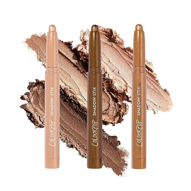 ColourPop Shimmering Golds Shadow Stix Makeup Kit - Shimmer Eyeshadow Make Up Set - Vegan & Cruelty-Free Cream Eyeshadow Sticks with High-Pigment & Metallic Finishes (3 Count)