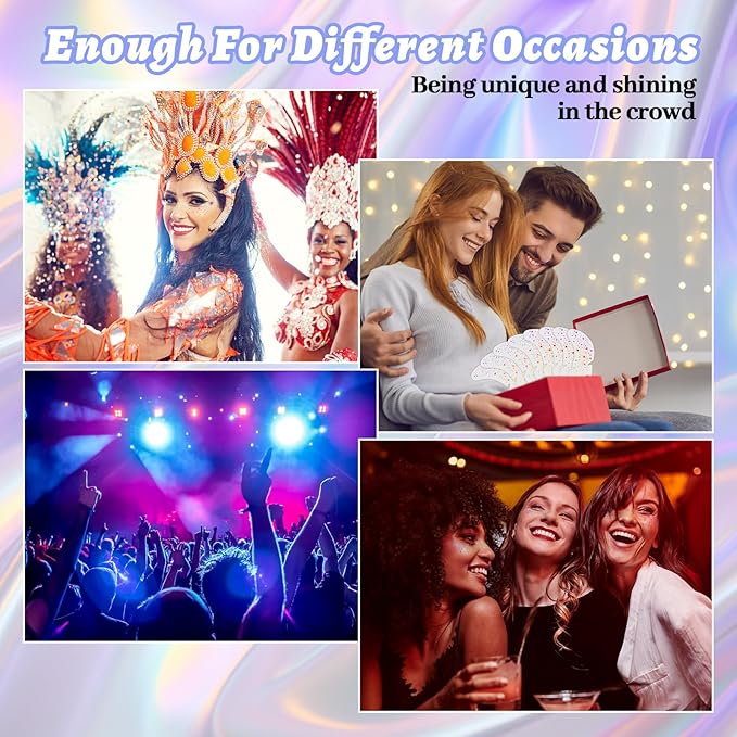 8Pcs Chameleon Glitter Freckles Face Tattoo, Cute Star Holographic Multichrome Waterproof Glitter Speckles Patches, Long Lasting Temporary Tattoos Sticker Makeup for Festive Rave Accessories02