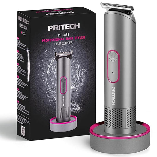 PRITECH Pubic Hair Trimmer Women - Rechargeable Bikini Trimmer for Women Sensitive Skin, Wet & Dry Use, Pain-Free Electric Razor&Shaver with Standing Recharge Dock, Ideal Gift, Aurora Gray