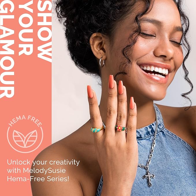 MelodySusie Hema Free Gel Nail Polish, 0.5 Fl Oz Thick Coral Orange Gel Polish, Non-Toxic, Long Lasting, Soak Off UV Nail Polish, Manicure Nail Design Salon DIY Nail Art at Home K1152