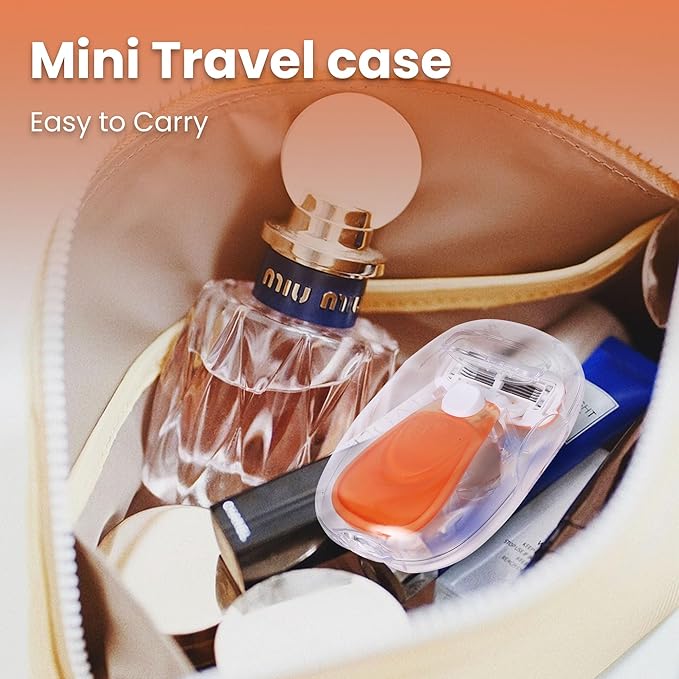 Mini Travel razor Kit for women - 1 Handle and 3 Cartridges - Extra Smooth 5-blade With Case for Close Shaving - Orange