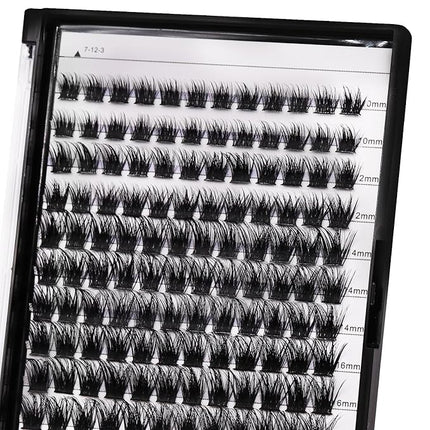 Bodermincer 120 Clusters 10mm+12mm/12mm+14mm/14mm+16mm Mixed Wide Cluster False Eyelash Individual Cluster EyeLashes Grafting Fake False Eyelashes Eyelash Extension (Black 8-10-12-14mm Mixed)