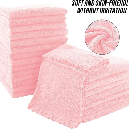 MOONQUEEN Ultra Soft Premium Washcloths Set - 12 x 12 inches - 72 Pack - Quick Drying - Highly Absorbent Coral Velvet Bathroom Wash Clothes (Pink)