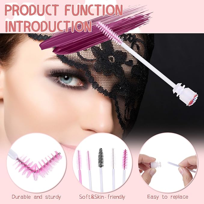 10pcs Eyelash brush Lash Wand Makeup tool Eyelash Extension supplies Cleaning brush Diamond Mascara mix color