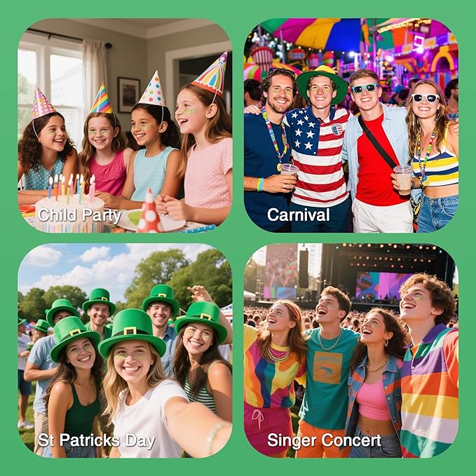 Chameleon Green Body Hair Glitter Stick,Gold Green Face Glitter St Patricks Day Accessories,Waterproof Shimmer St Patrick's Day Outfit for Women,Mardi Gras Rave Singer Concert Makeup