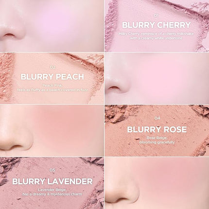 lilybyred Luv Beam Blur Cheek | Heart-Shaped Korean Powder Blush, Silky Texture, Lightweight, Soft Blurring Matte Finish, Long-Lasting, Natural Flush, Cozy Cotton Scent (02 Blurry Peach)