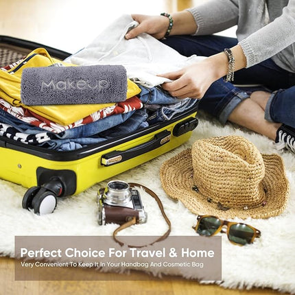 HOMEXCEL Makeup Remover Wash Cloth 6 Pack, Soft Quick Dry Facial Cleansing Makeup Towels, Fingertip Face Towel Washcloths for Hand and Make up, 13 x 13 Inch, Grey