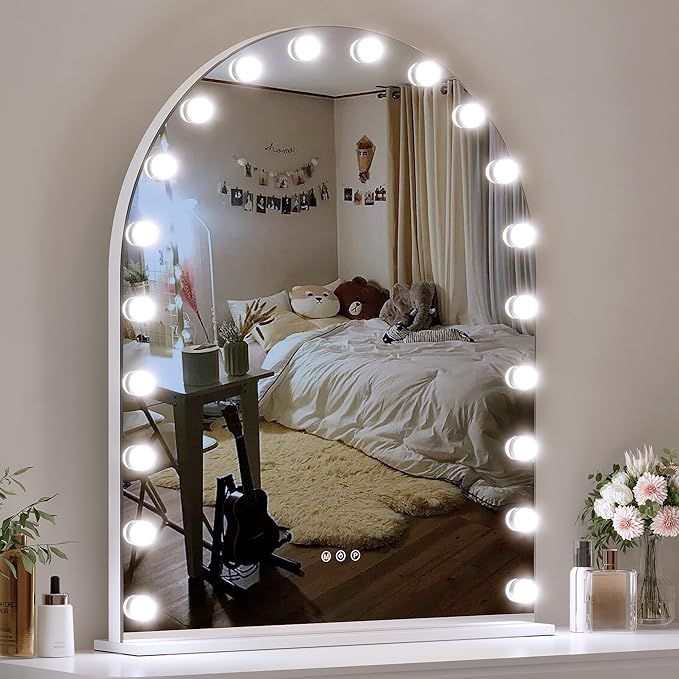 ZL ZELing Vanity Mirror with Lights Makeup Mirror with Lights 20 Dimmable Bulbs Hollywood Lighted Makeup Mirror 3 Color Lighting Modes Wall Mount/Tabletop