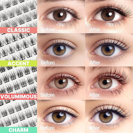 Korean Self Adhesive Lash Clusters Voluminous Look No Glue Press On Pre Bond Lash Clusters Fluffy Self Adhesive False Eyelashes No Glue Needed Reusable Wispy Eyelash Extensions