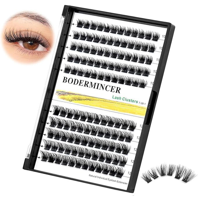 Bodermincer 120 Clusters 10mm+12mm/12mm+14mm Mixed Lash Cluster False Eyelash Individual Cluster EyeLashes Grafting Fake False Eyelashes Eyelash Extension (M01-Black-8mm)