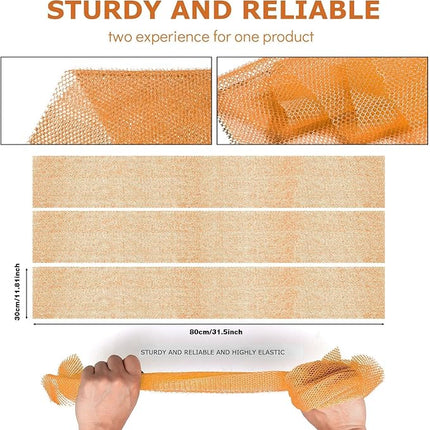 UJFQBH 3 Pieces African Bath Sponge African Net Long Net Bath Sponge Exfoliating Shower Body Scrubber Back Scrubber Skin Smoother,Great for Daily Use (Yellow,Yellow,Yellow)