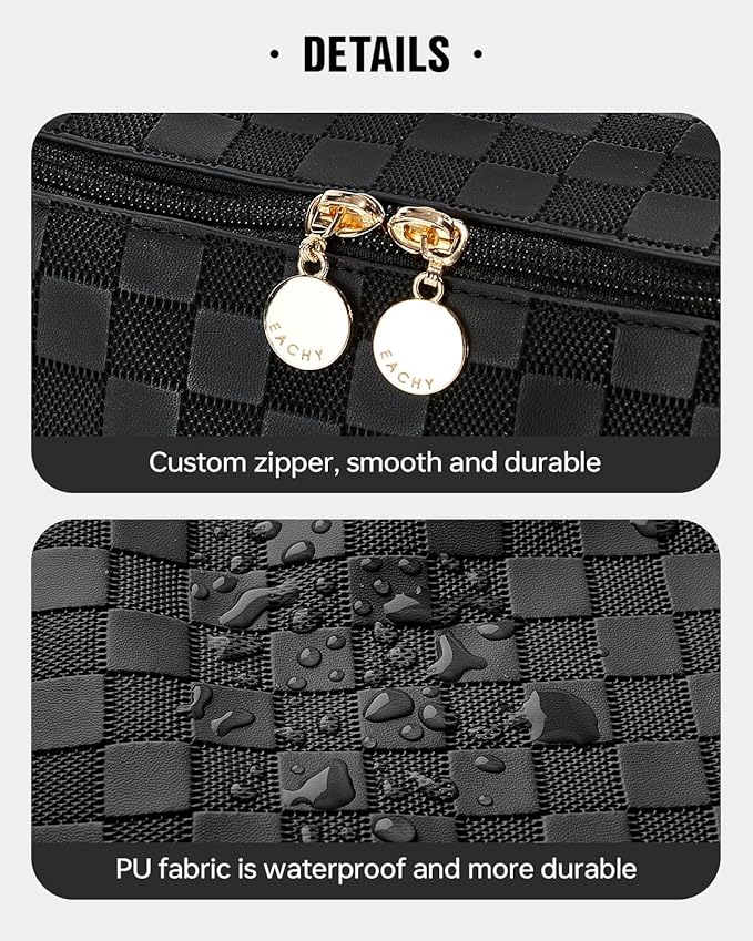 EACHY Travel Makeup Bag,Large Capacity Cosmetic Bags for Women,Waterproof Portable Pouch Open Flat Toiletry Bag Pattern Makeup Bag