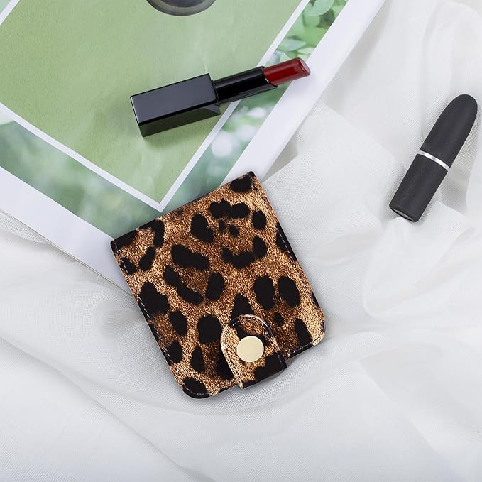 Cockatoo Leather Lipstick Case with Mirror, Women's Portable Lipstick Pouch Travel Cosmetic Bag, Mini Cosmetic Bag (Bright Red)