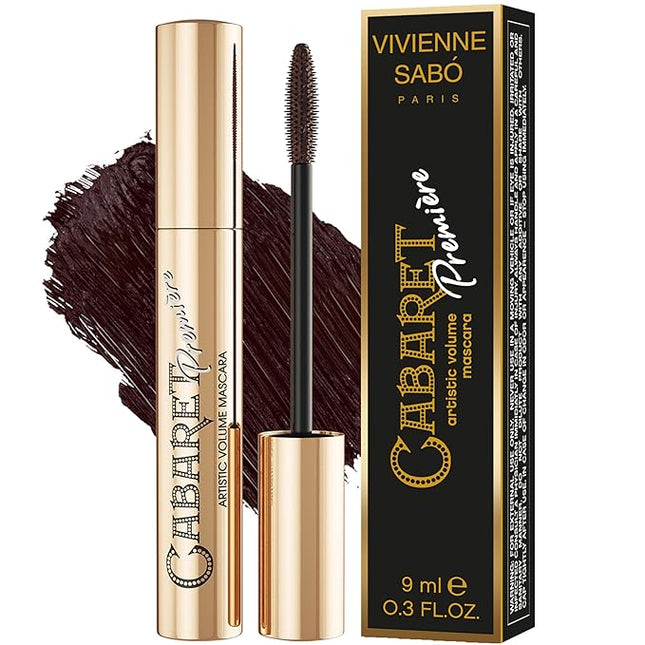 Vivienne Sabó Cabaret Premiere Brown Mascara, Volume and Length, Defining, Curling, No Flaking, No Clumping, Smudge Proof, Washable, Cruelty-Free, Made in Europe, (05 Brown), 0.3 Fl Oz, 1 Pack