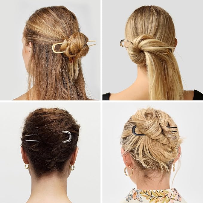 3 Pcs French Hair Pins for Women - French Twist Hair Pins for Buns, Metal Gold Hair Accessories