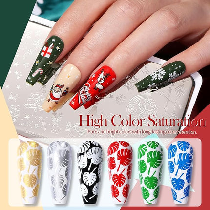 Born Pretty Nail Stamping Polish, Fingernail Stamp Polish Set Manicure Print Nail Polish for Plates 12 Colors Bulk Gift Collection 10ml 0.34fl oz Ideal Gifts