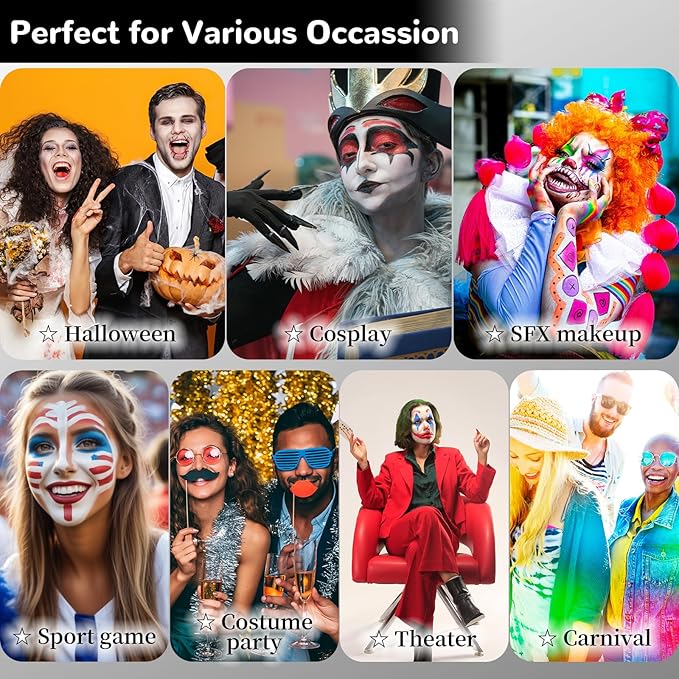 White Cream Face Body Painting Foundation, Professional Waterproof Oil Based White Face Paint For Halloween SFX Skeleton Ghost Zombie Clown Cosplay Makeup Face Paint for Adult Costume Party