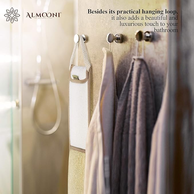 Almooni Natural Egyptian Loofah Back Scrubbers for Use in Shower, Exfoliating Natural Loofah Back Scrubber for Shower for Men and Women to Clean Your Back Deeply - 1 Count (1 Pack)