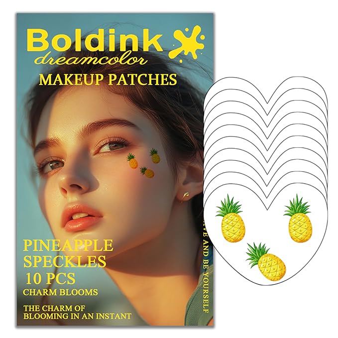 10pcs Pineapple Face Makeup Patches, Waterproof Pineapple Temporary Tattoos for Adults
